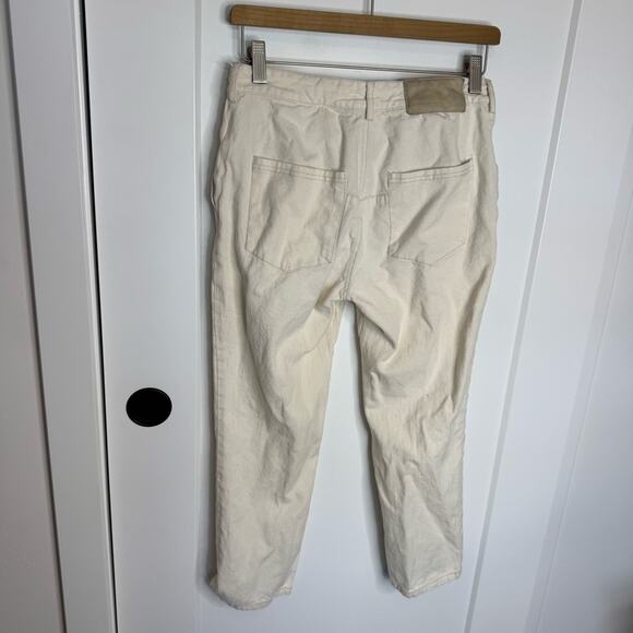 Kallmeyer Cream Cotton Denim High Rise Crop Straight Leg Relaxed Fit Jeans 6 - Picture 6 of 7